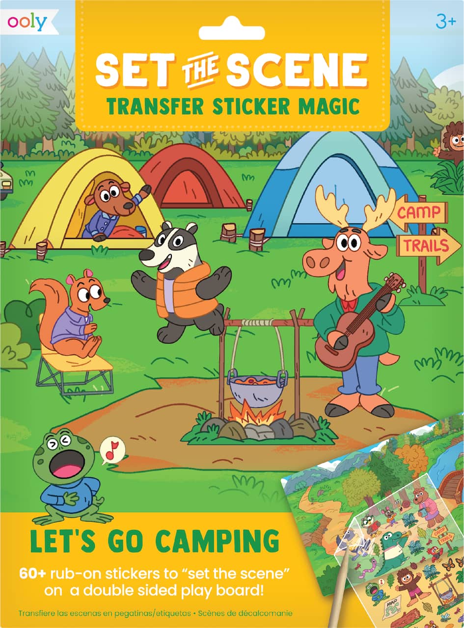OOLY Let&#x27;s Go Camping Set The Scene Transfer Stickers Magic